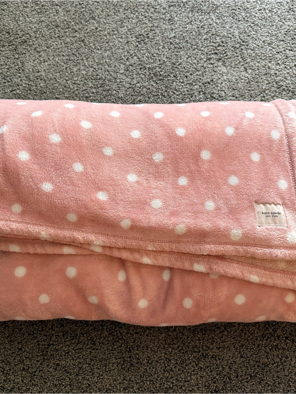 kate spade pink polka dot plush king size blanket